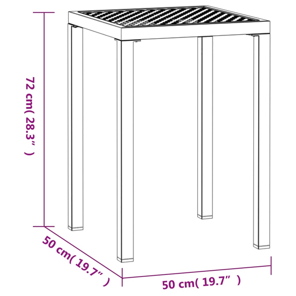 vidaXL Gartentisch Anthrazit 50x50x72 cm Stahl