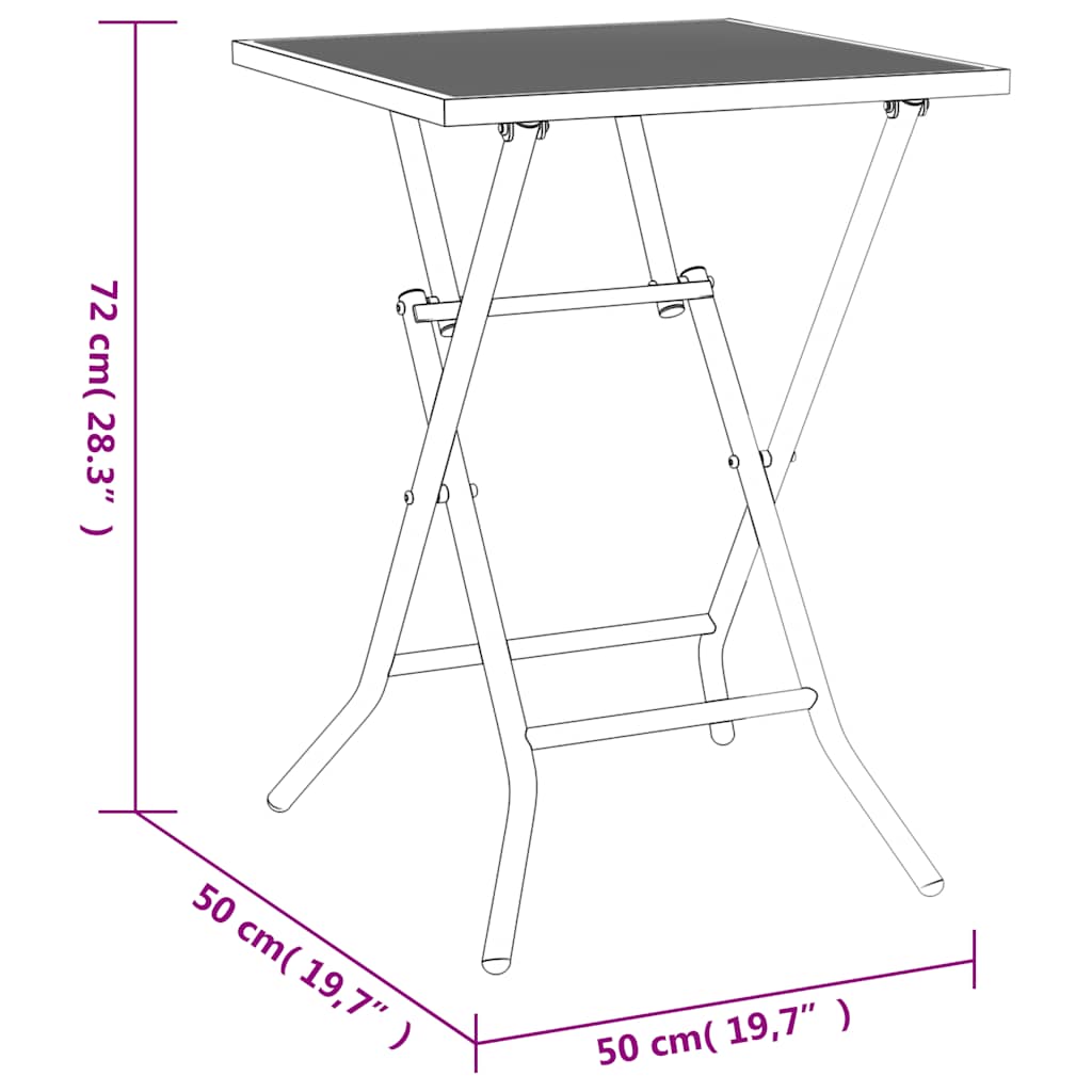 vidaXL Gartentisch Klappbar Anthrazit 50x50x72 cm Stahlgitter