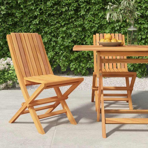 vidaXL Gartenstühle 4 Stk. Klappbar 47x47x89 cm Massivholz Teak