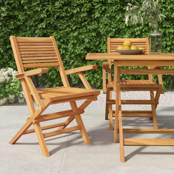 vidaXL Gartenstühle 4 Stk. Klappbar 47x62x90 cm Massivholz Teak