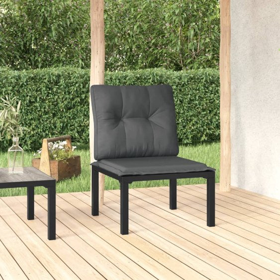 vidaXL Garten-Eckstuhl mit Kissen Schwarz und Grau Poly Rattan