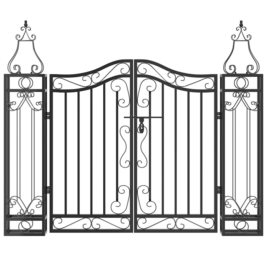 vidaXL Gartentor Schwarz 121x8x100 cm Schmiedeeisen