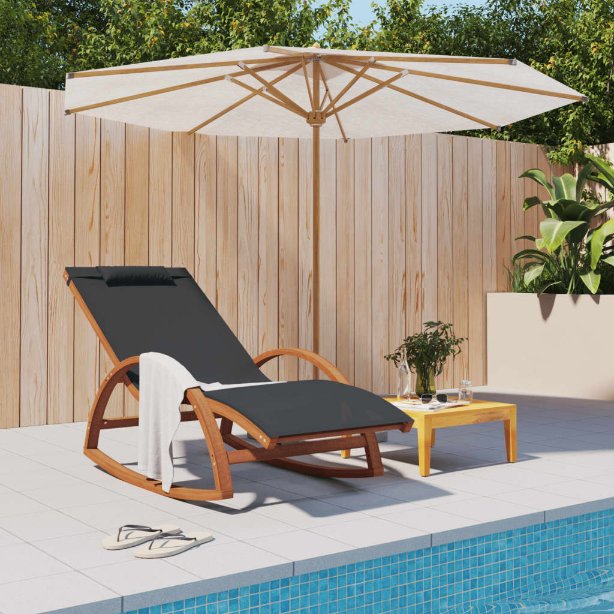 vidaXL Schaukelstuhl Weiß Textilene und Massivholz Pappel