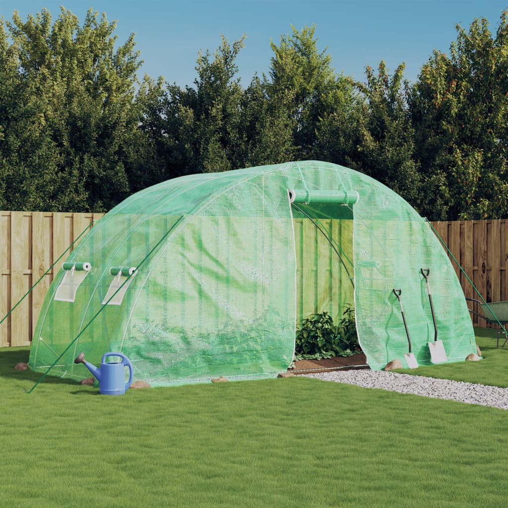 Gewächshaus mit Stahlrahmen Grün 20 m² 5x4x2,3 m