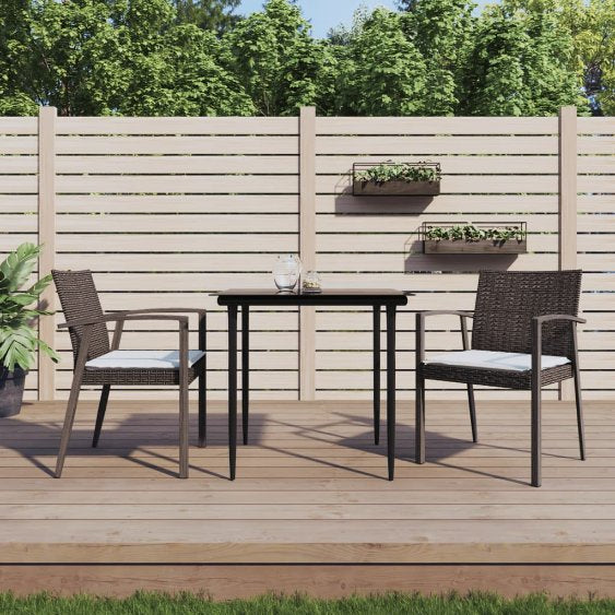 Gartenstühle mit Kissen 4 Stk. Braun 56,5x57x83 cm Poly Rattan
