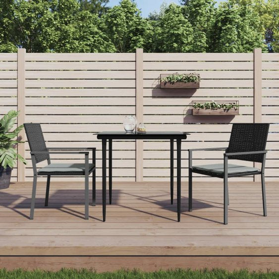 Gartenstühle mit Kissen 4 Stk. Schwarz 54x62,5x89cm Poly Rattan