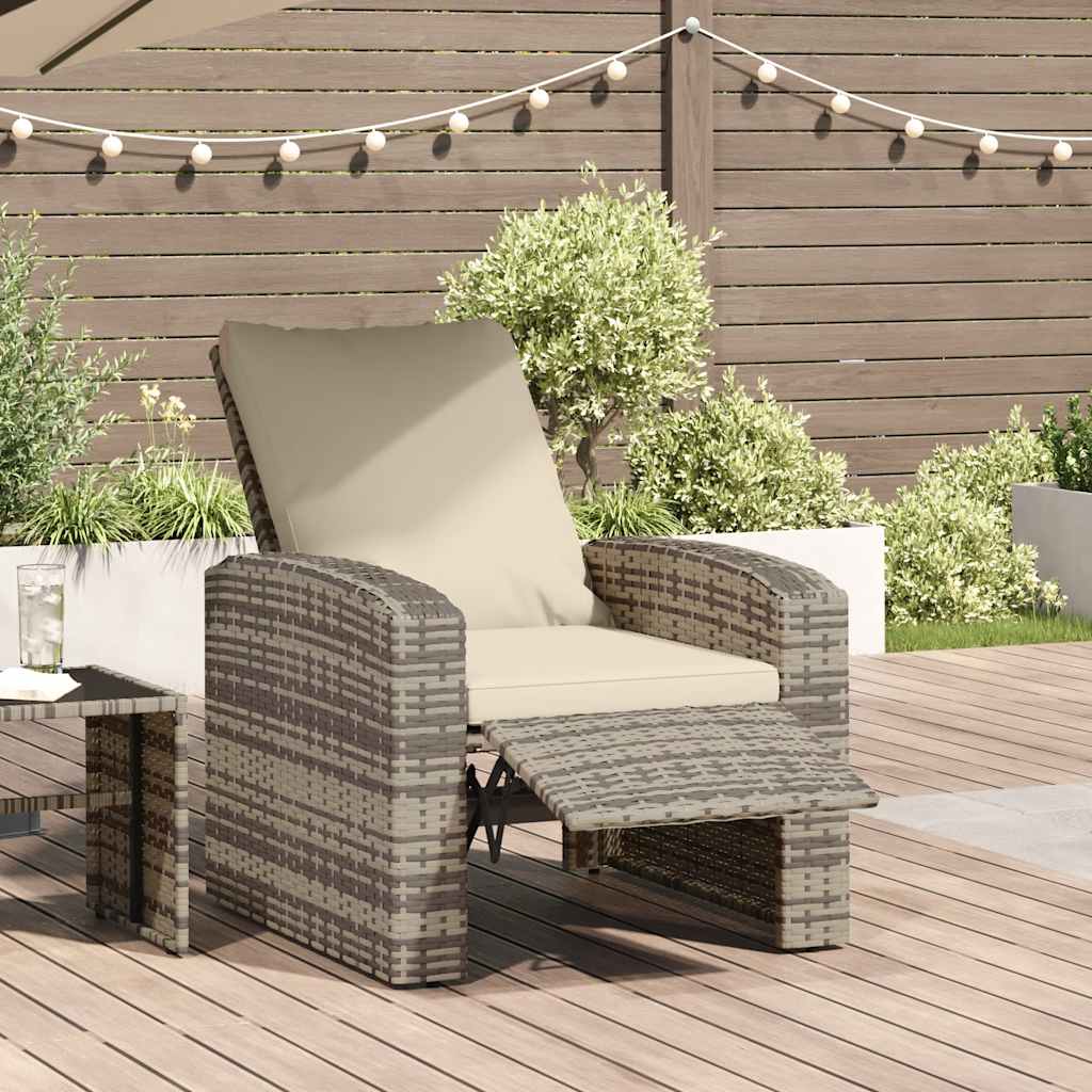 vidaXL Gartensessel Verstellbar mit Kissen Hellbraun Poly Rattan