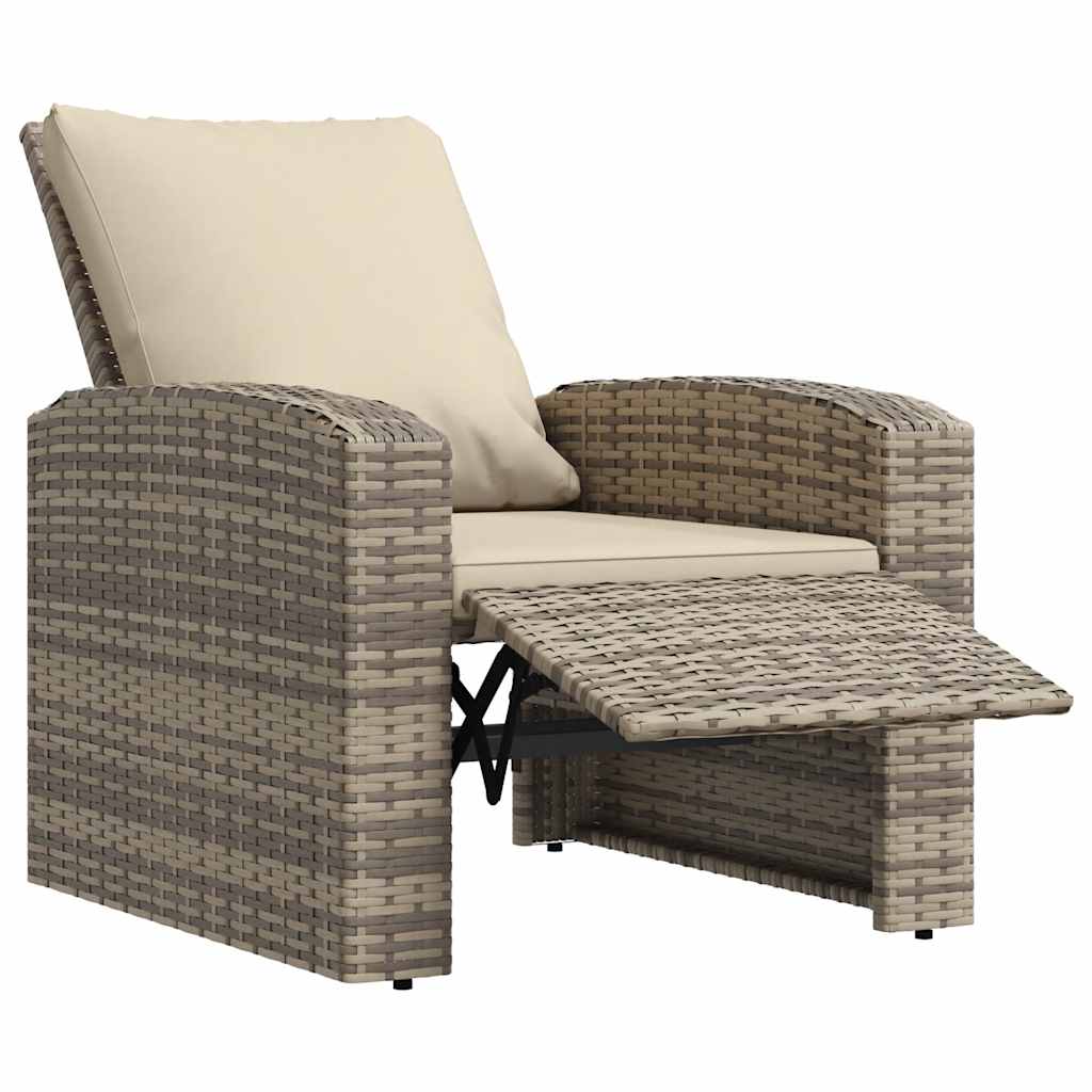 vidaXL Gartensessel Verstellbar mit Kissen Hellbraun Poly Rattan