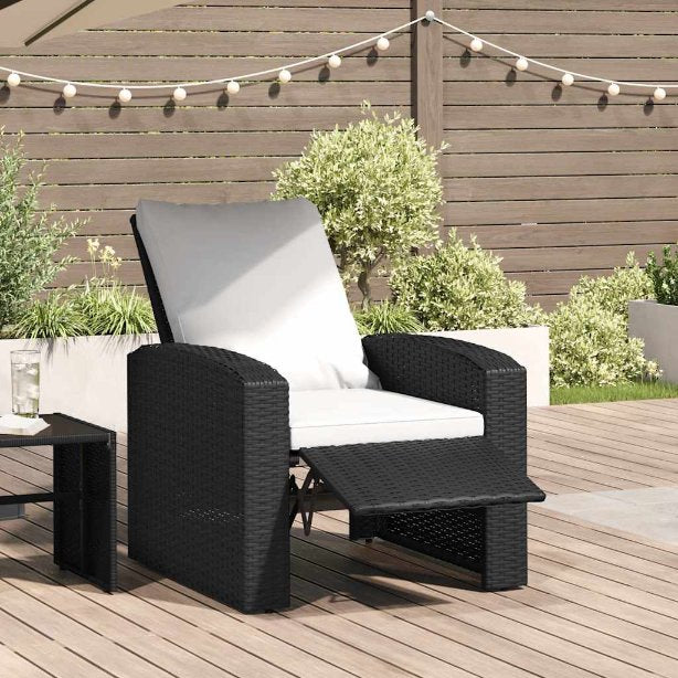 vidaXL Gartensessel Verstellbar mit Kissen Hellbraun Poly Rattan