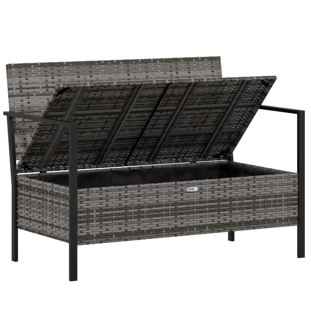 vidaXL Gartenbank 2-Sitzer mit Kissen Grau Poly Rattan