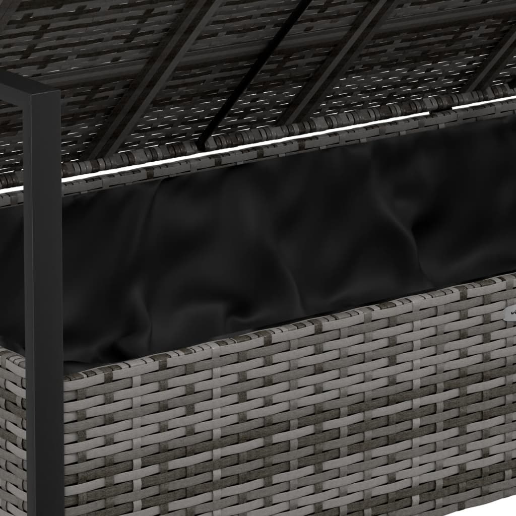 vidaXL Gartenbank 2-Sitzer mit Kissen Grau Poly Rattan