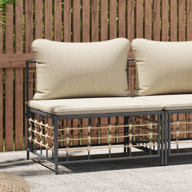 vidaXL Garten-Ecksofa mit Beige Kissen Poly Rattan