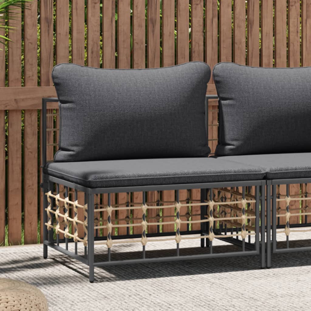 vidaXL Garten-Ecksofa mit Beige Kissen Poly Rattan