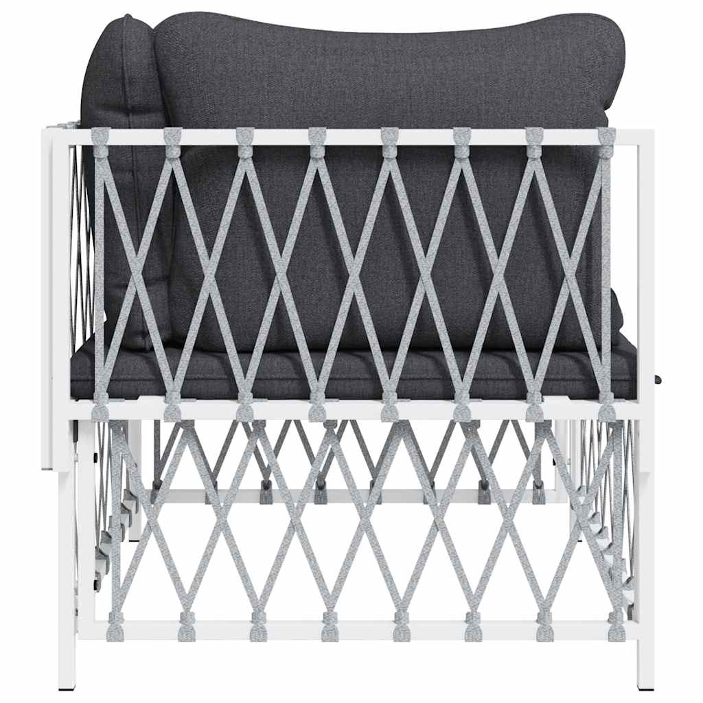 vidaXL Garten-Ecksofa mit Kissen Weiß Gewebe