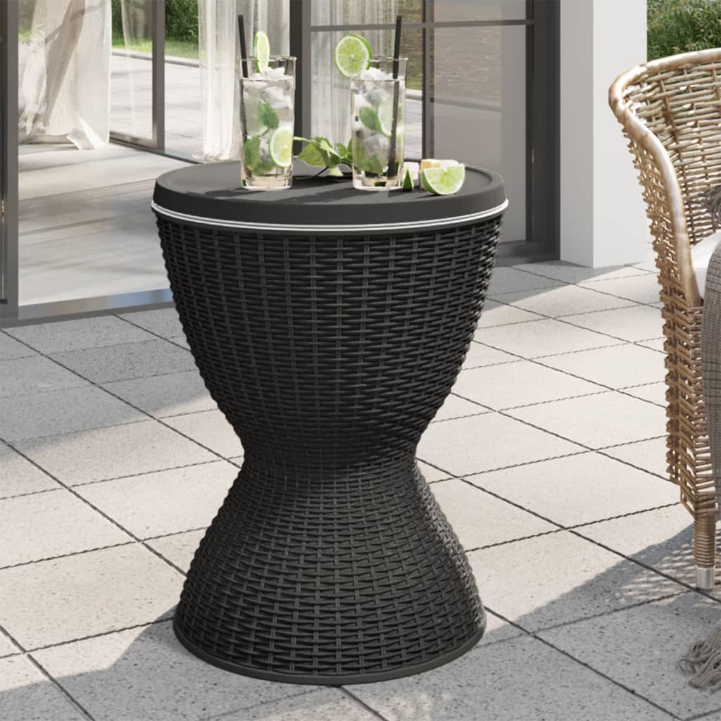 vidaXL 3-in-1 Tisch mit Eiskühler Schwarz Polypropylen