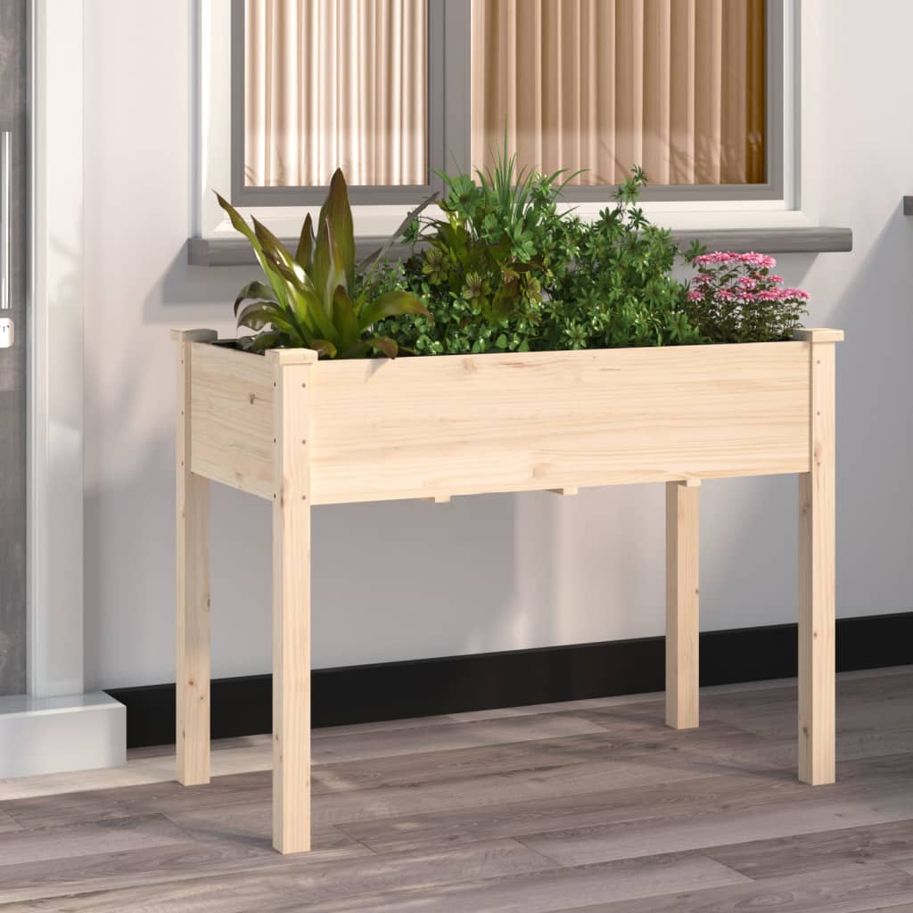 Pflanzkübel mit Einsatz und Rollen 71x37x80 cm Massivholz Tanne