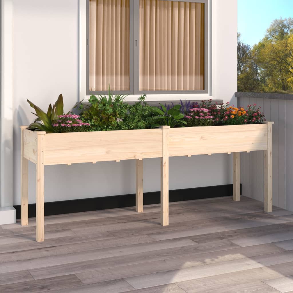 Pflanzkübel mit Einsatz und Rollen 71x37x80 cm Massivholz Tanne