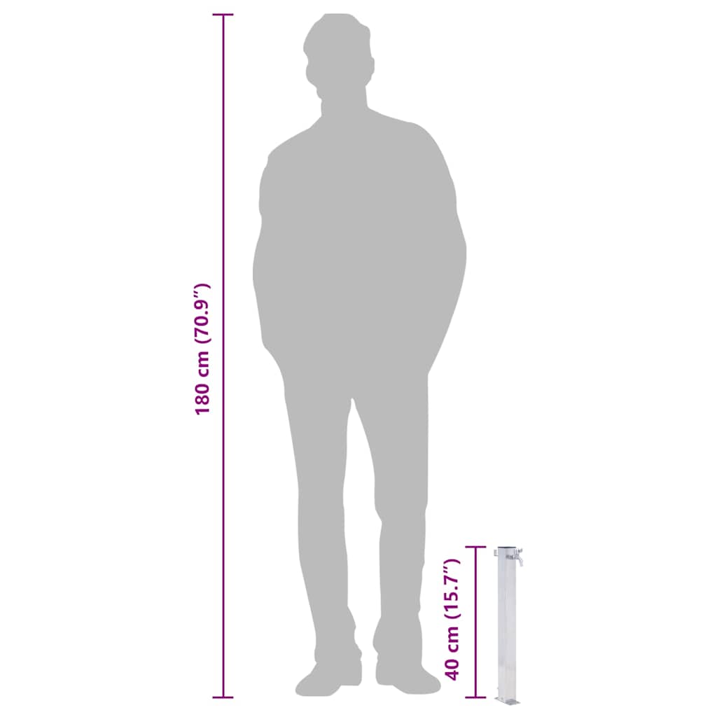 vidaXL Wassersäule für den Garten 40 cm Edelstahl Quadratisch