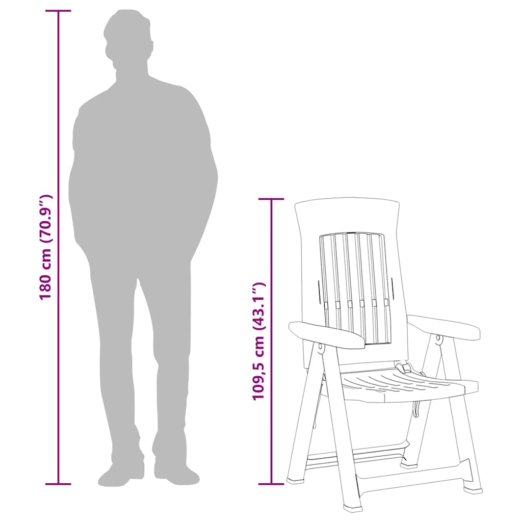 vidaXL Gartenstühle 2 Stk. Verstellbar Weiß PP