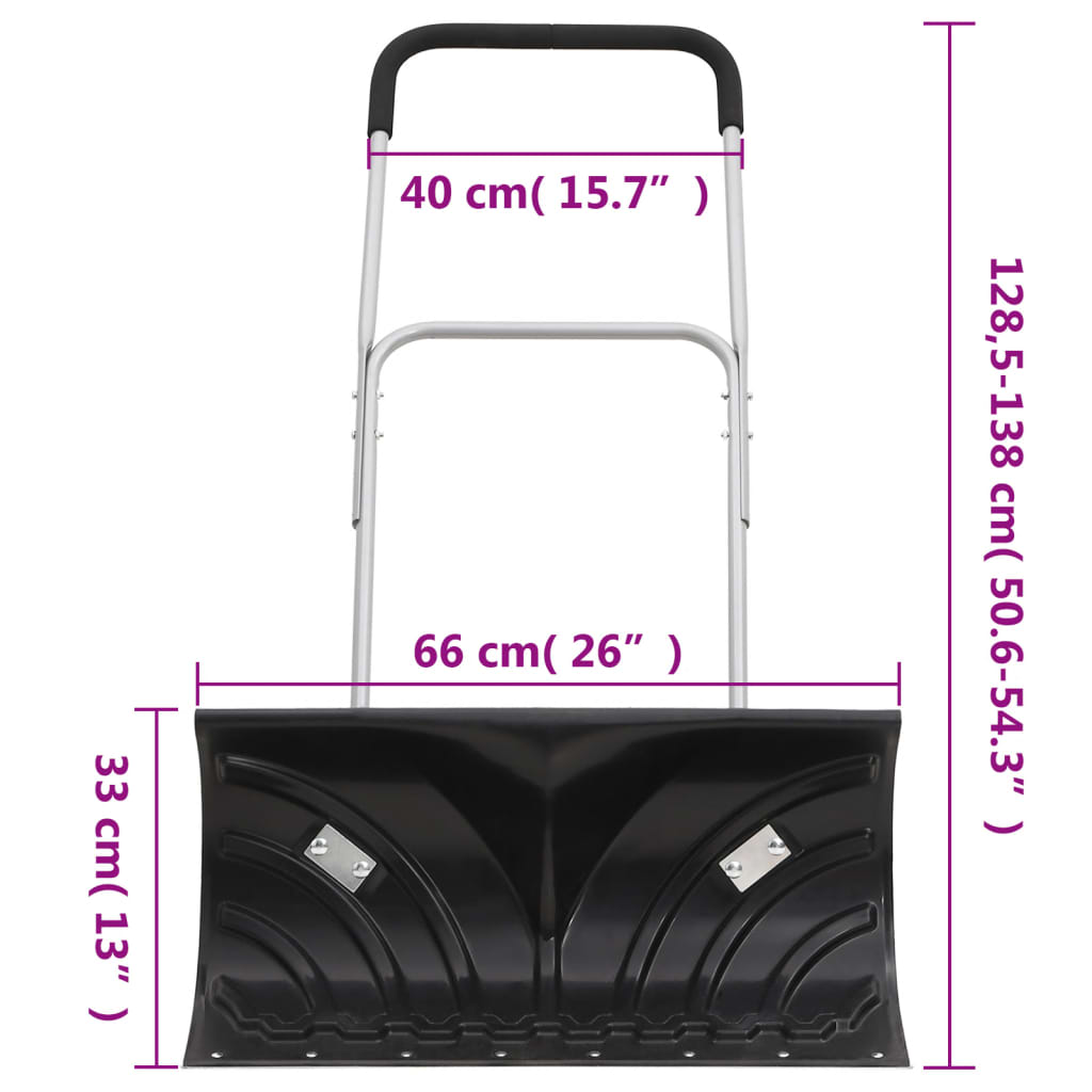 vidaXL Schneeschaufel mit Verlängerbarem Griff Schwarz 66 cm Stahl