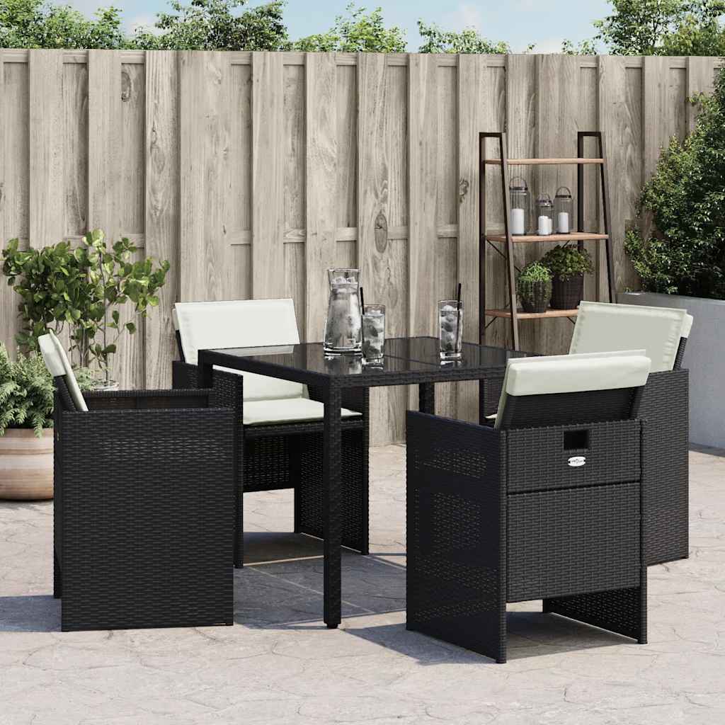 vidaXL Gartenstühle mit Kissen 4 Stk. Schwarz Poly Rattan