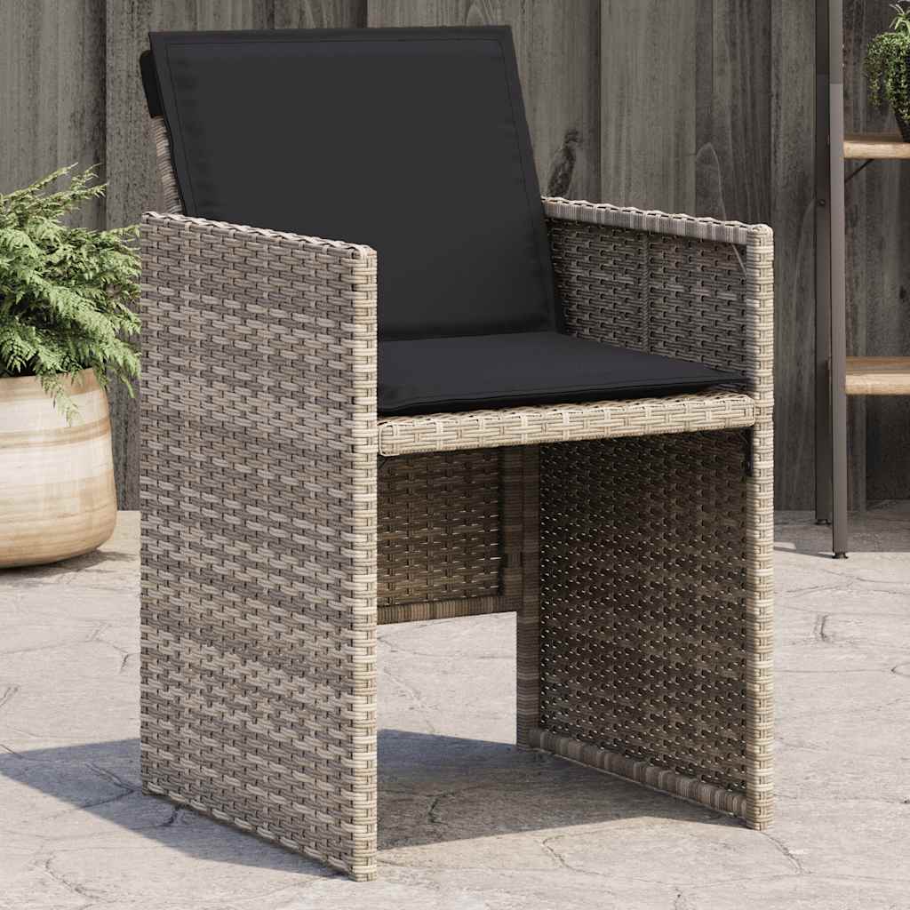 vidaXL Gartenstühle mit Kissen 4 Stk. Schwarz Poly Rattan