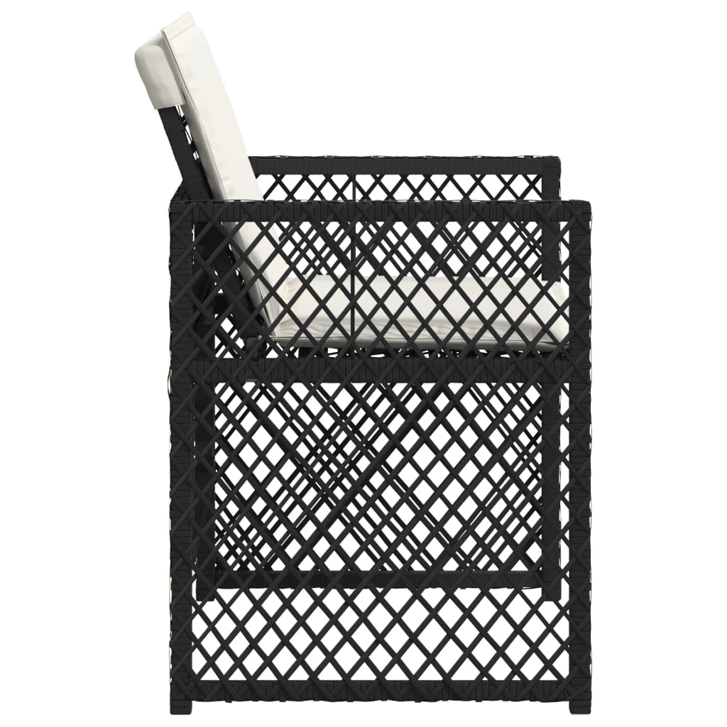 vidaXL Gartenstühle mit Kissen 4 Stk. Schwarz Poly Rattan