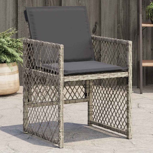 vidaXL Gartenstühle mit Kissen 4 Stk. Schwarz Poly Rattan