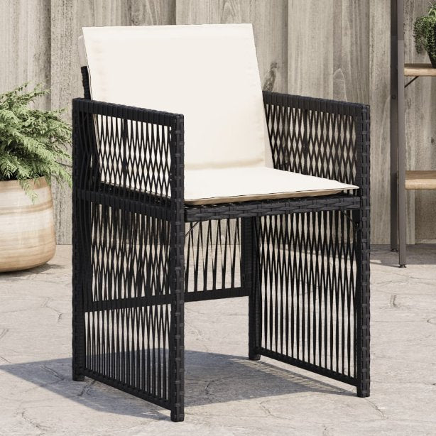 vidaXL Gartenstühle mit Kissen 4 Stk. Schwarz Poly Rattan