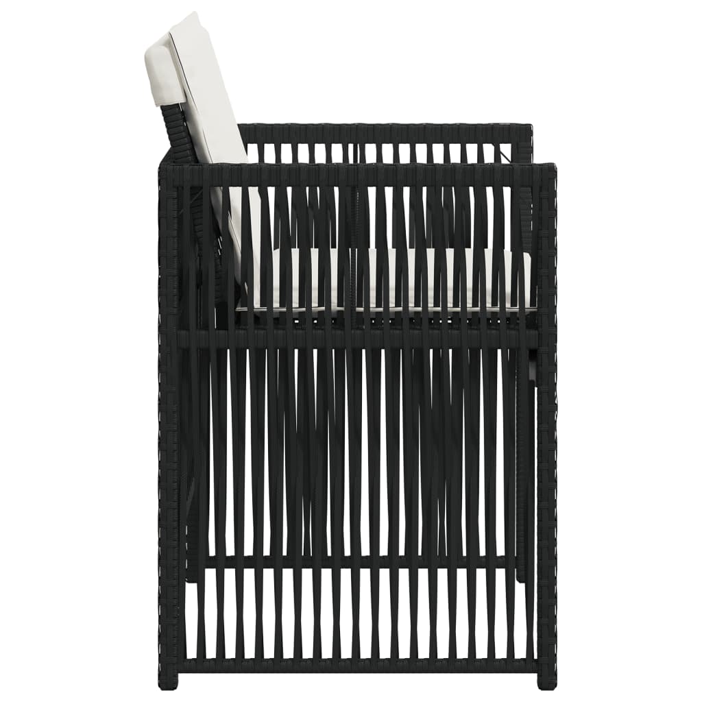 vidaXL Gartenstühle mit Kissen 4 Stk. Schwarz Poly Rattan