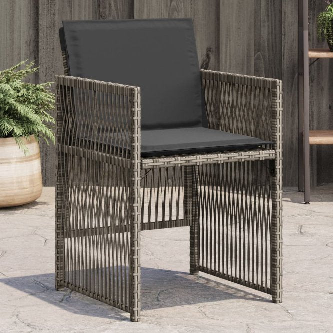 vidaXL Gartenstühle mit Kissen 4 Stk. Schwarz Poly Rattan