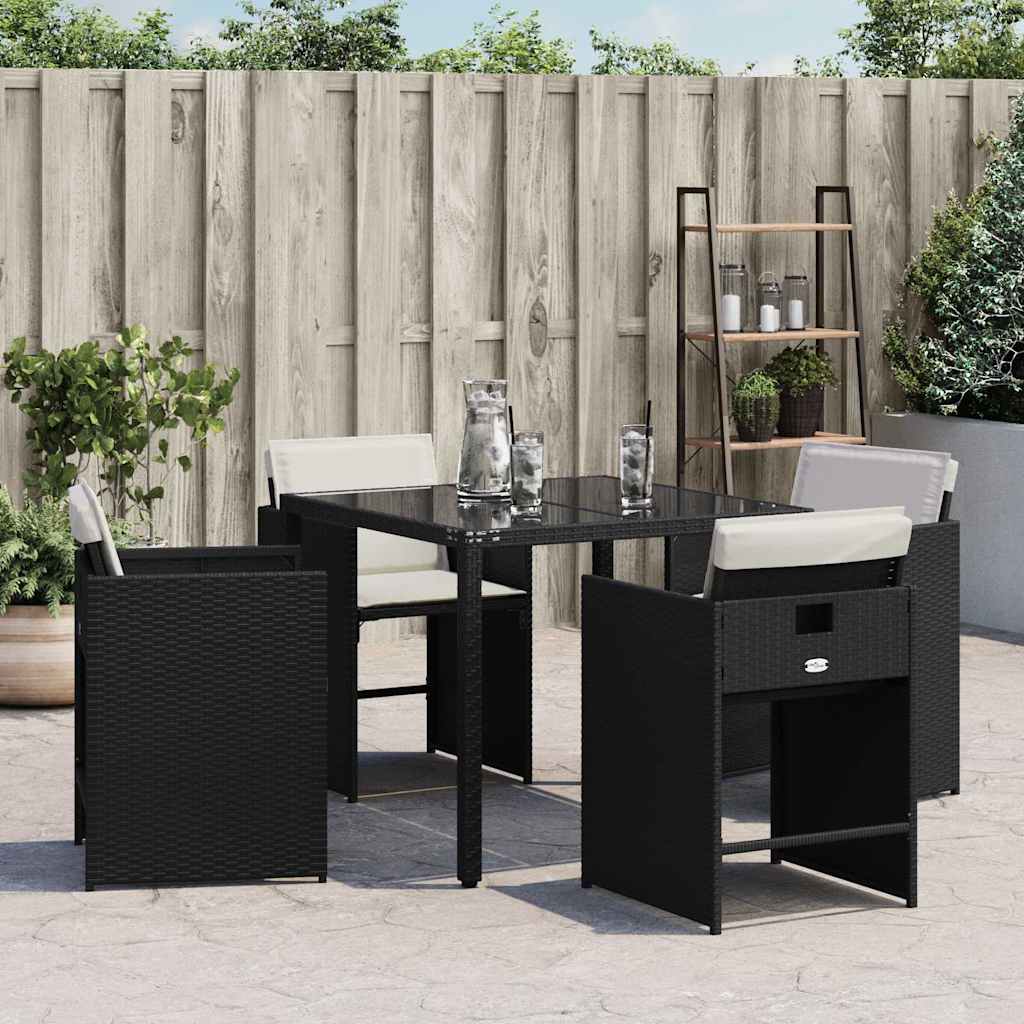 vidaXL Gartenstühle mit Kissen 4 Stk. Schwarz Poly Rattan