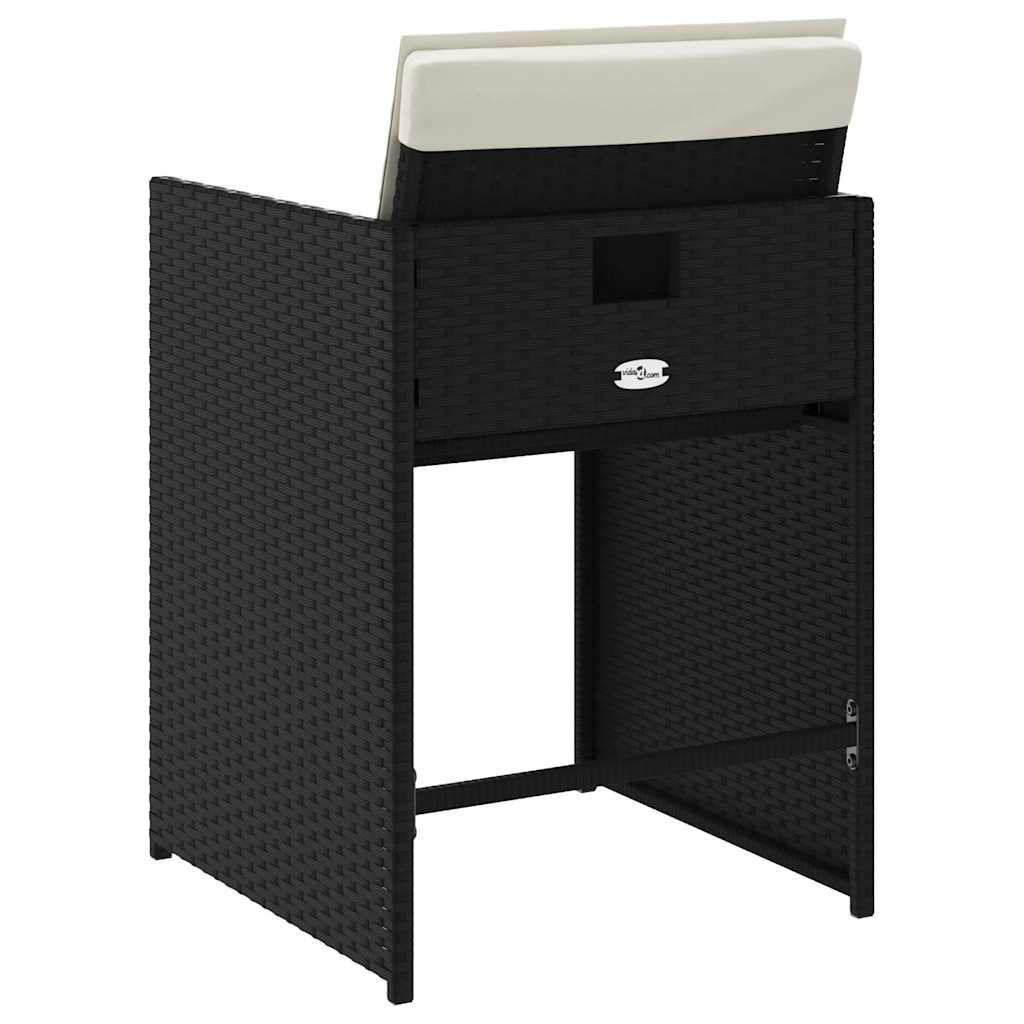 vidaXL Gartenstühle mit Kissen 4 Stk. Schwarz Poly Rattan