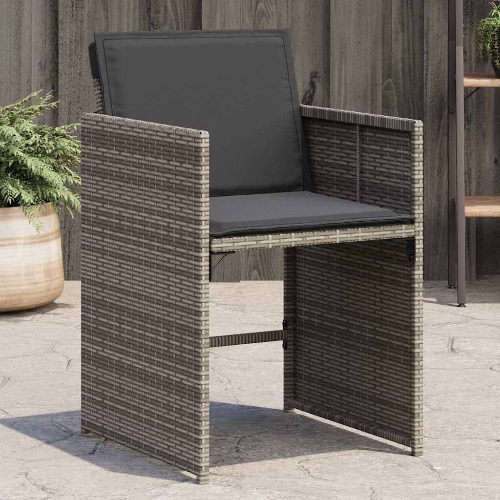 vidaXL Gartenstühle mit Kissen 4 Stk. Schwarz Poly Rattan