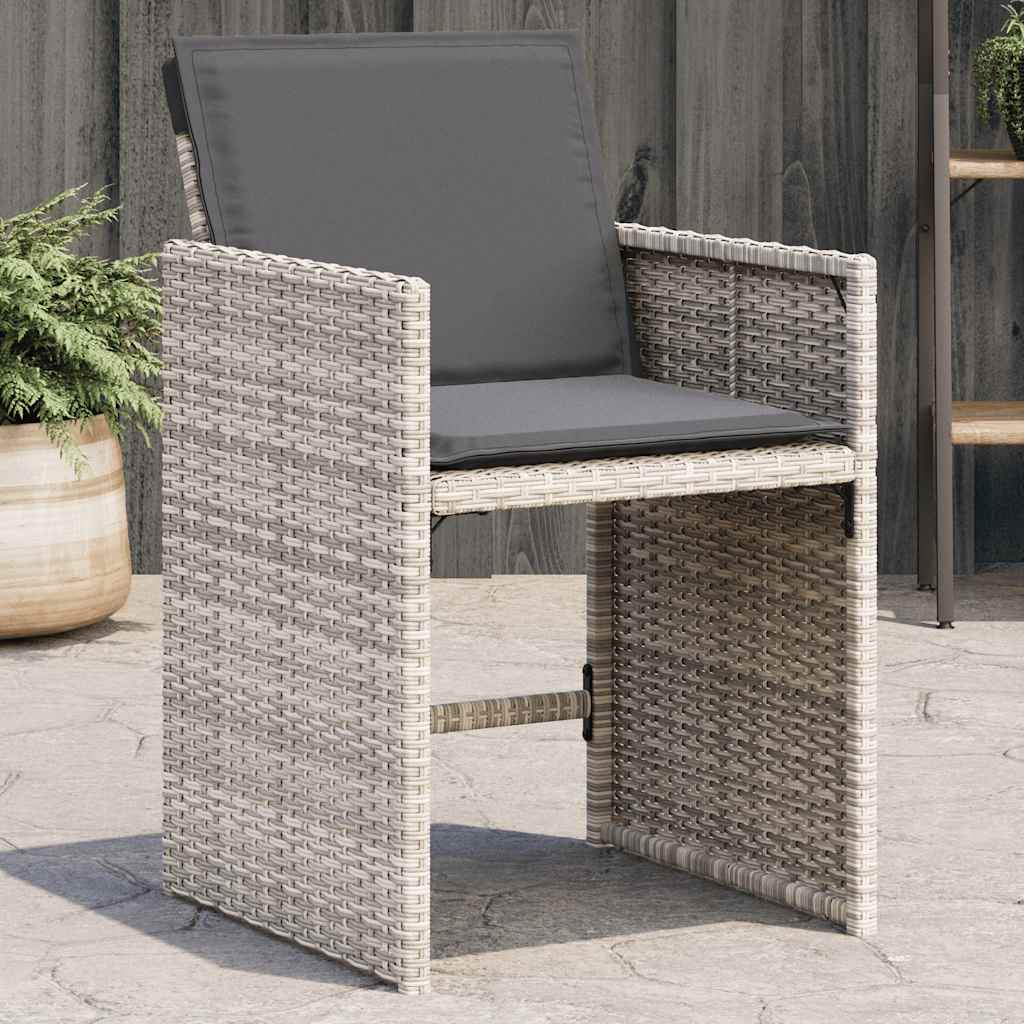 vidaXL Gartenstühle mit Kissen 4 Stk. Schwarz Poly Rattan