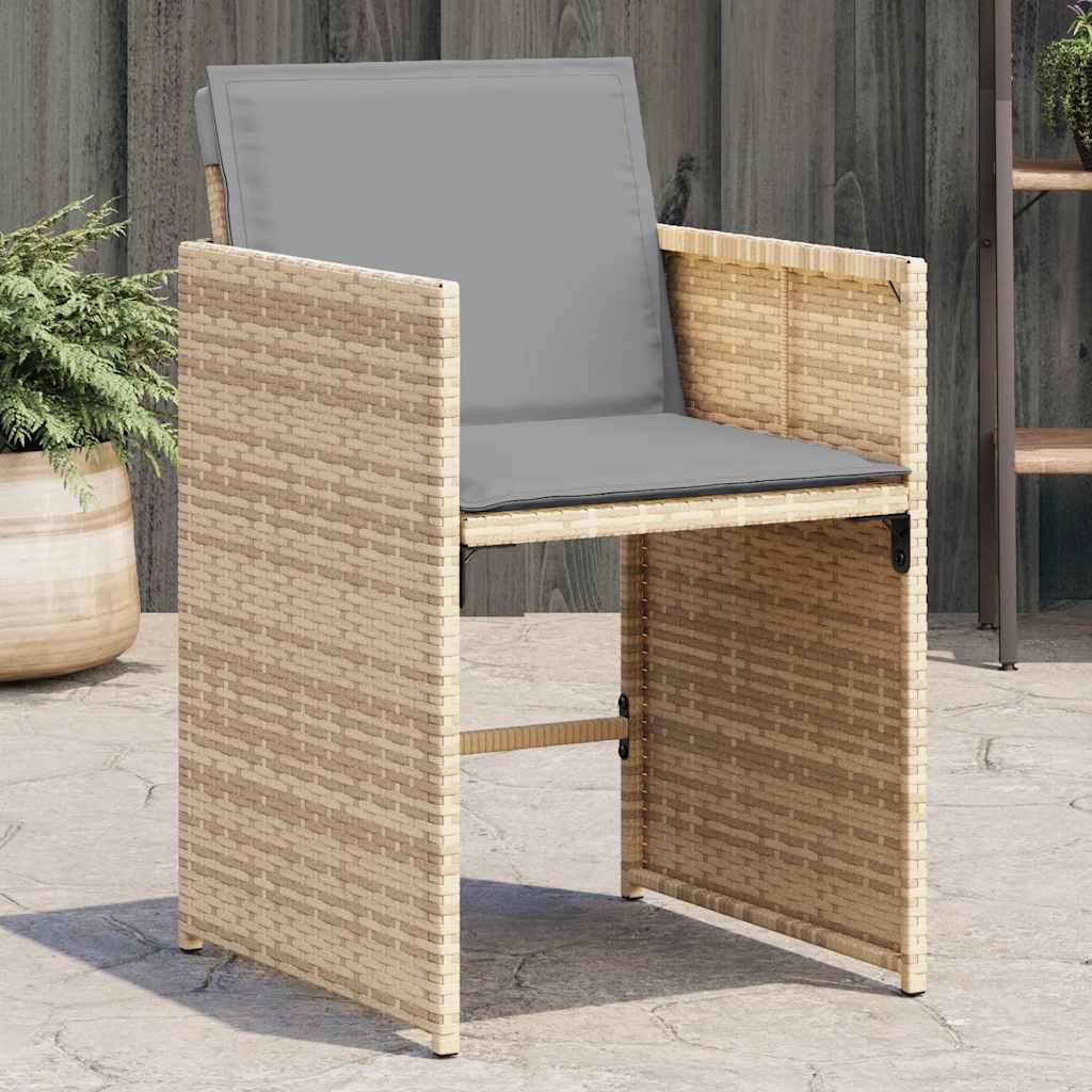 vidaXL Gartenstühle mit Kissen 4 Stk. Schwarz Poly Rattan