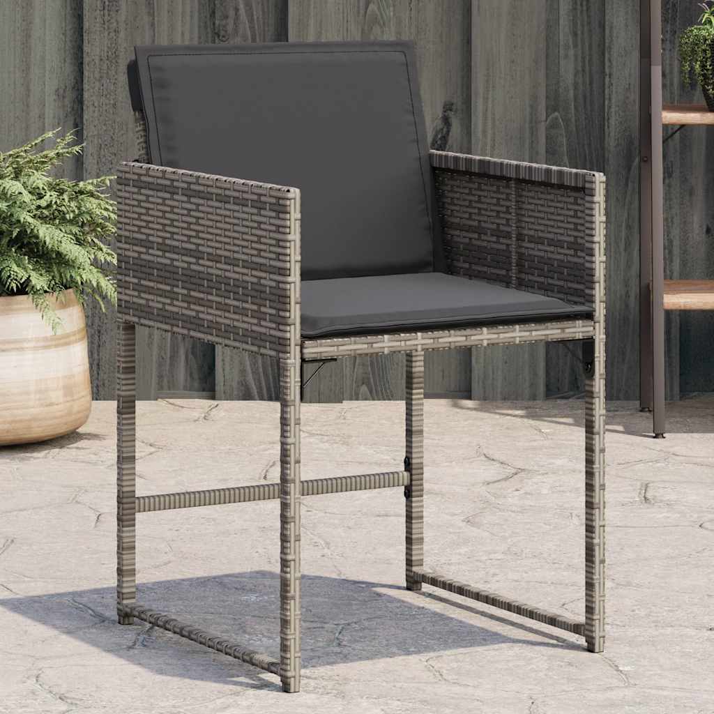 vidaXL Gartenstühle mit Kissen 4 Stk. Schwarz Poly Rattan