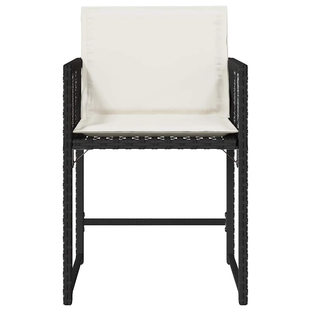 vidaXL Gartenstühle mit Kissen 4 Stk. Schwarz Poly Rattan