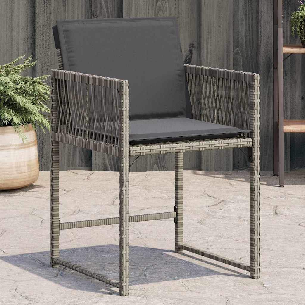 vidaXL Gartenstühle mit Kissen 4 Stk. Schwarz Poly Rattan
