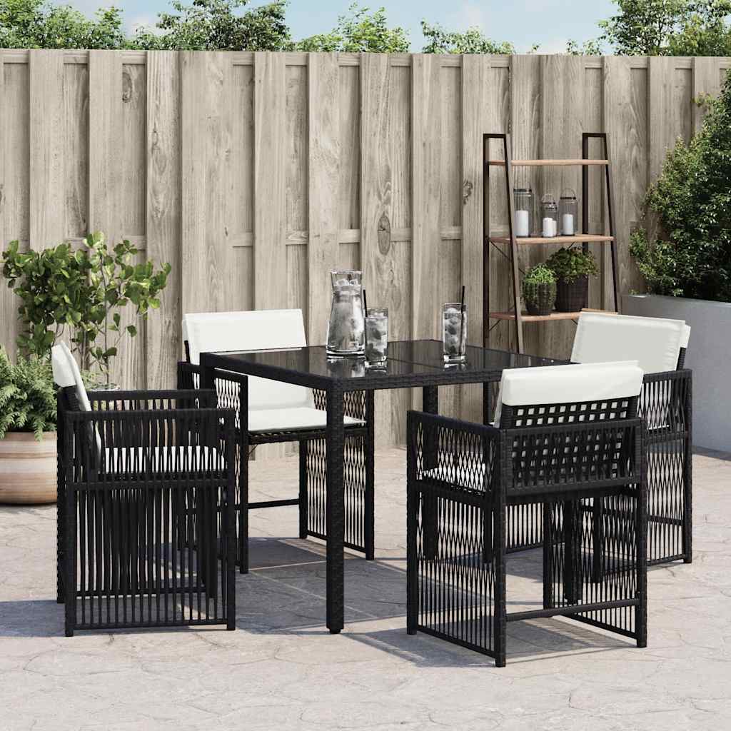 vidaXL Gartenstühle mit Kissen 4 Stk. Schwarz Poly Rattan