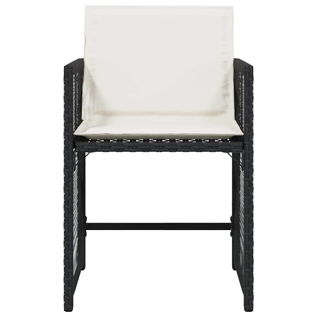 vidaXL Gartenstühle mit Kissen 4 Stk. Schwarz Poly Rattan