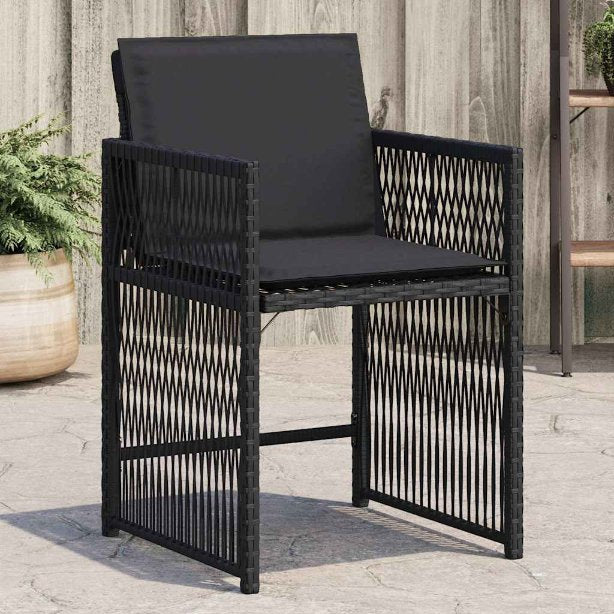 vidaXL Gartenstühle mit Kissen 4 Stk. Schwarz Poly Rattan
