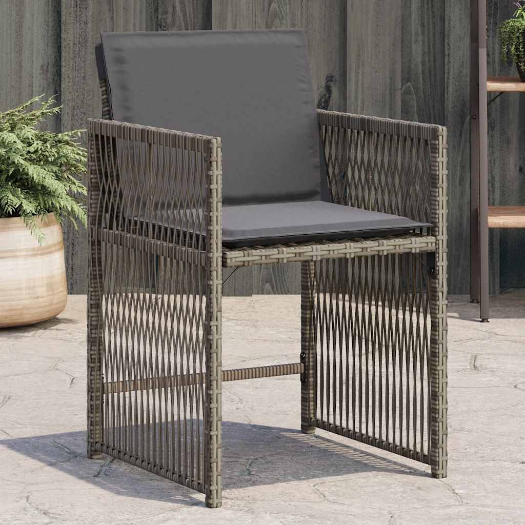 vidaXL Gartenstühle mit Kissen 4 Stk. Schwarz Poly Rattan