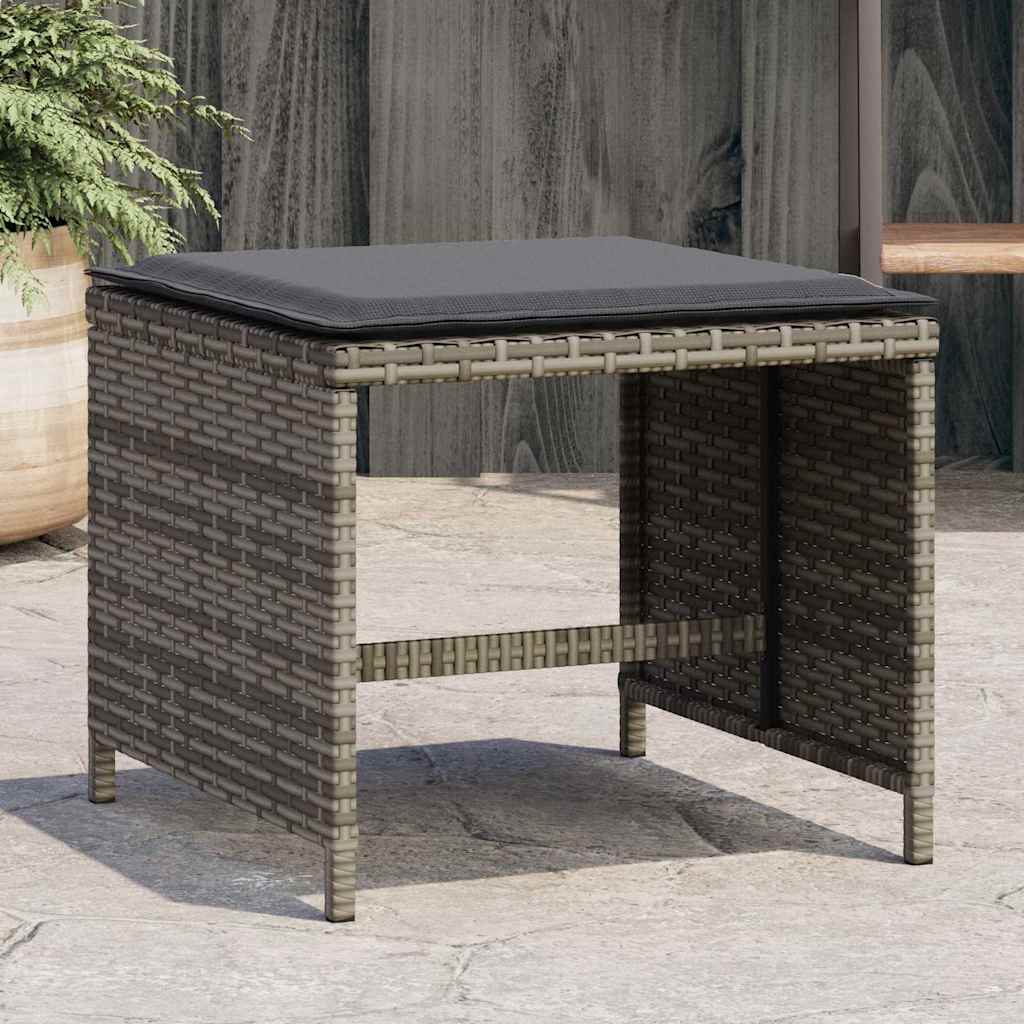 vidaXL Gartenhocker mit Kissen 4 Stk. Schwarz 41x41x36 cm Poly Rattan