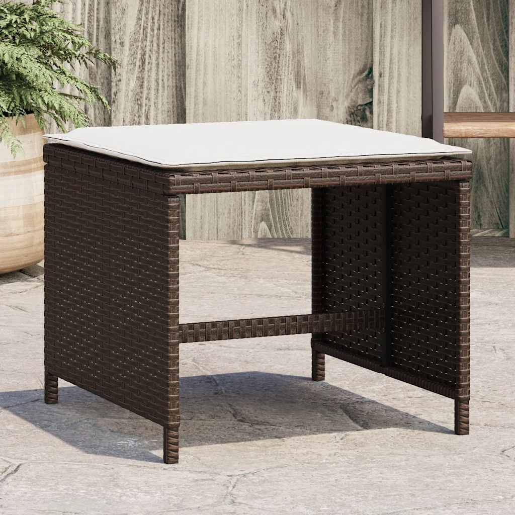 vidaXL Gartenhocker mit Kissen 4 Stk. Schwarz 41x41x36 cm Poly Rattan