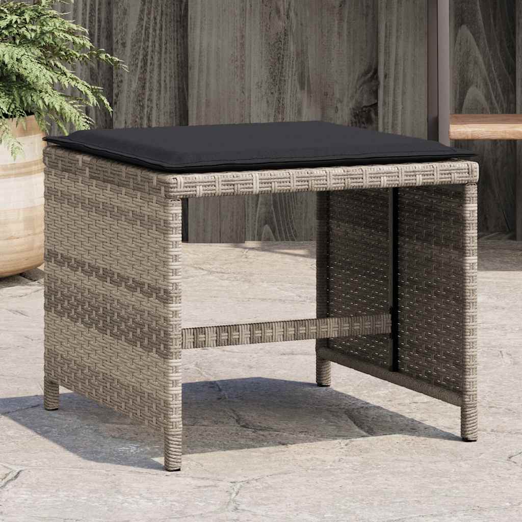 vidaXL Gartenhocker mit Kissen 4 Stk. Schwarz 41x41x36 cm Poly Rattan