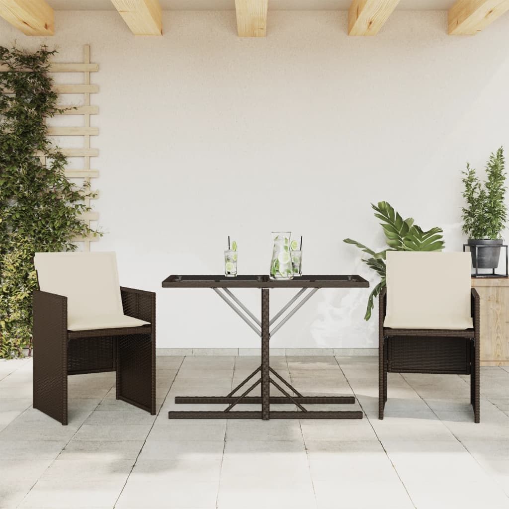 vidaXL 3-tlg. Bistro-Set mit Kissen Schwarz Poly Rattan