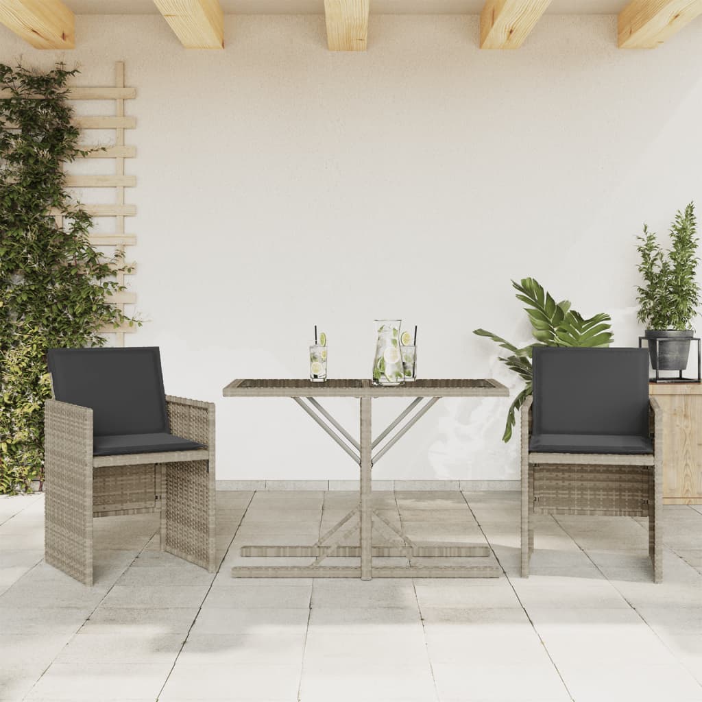 vidaXL 3-tlg. Bistro-Set mit Kissen Schwarz Poly Rattan