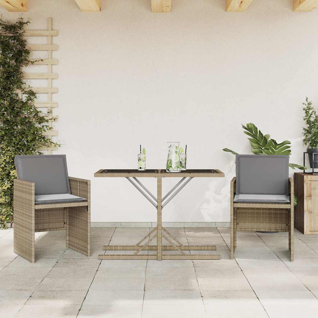 vidaXL 3-tlg. Bistro-Set mit Kissen Schwarz Poly Rattan