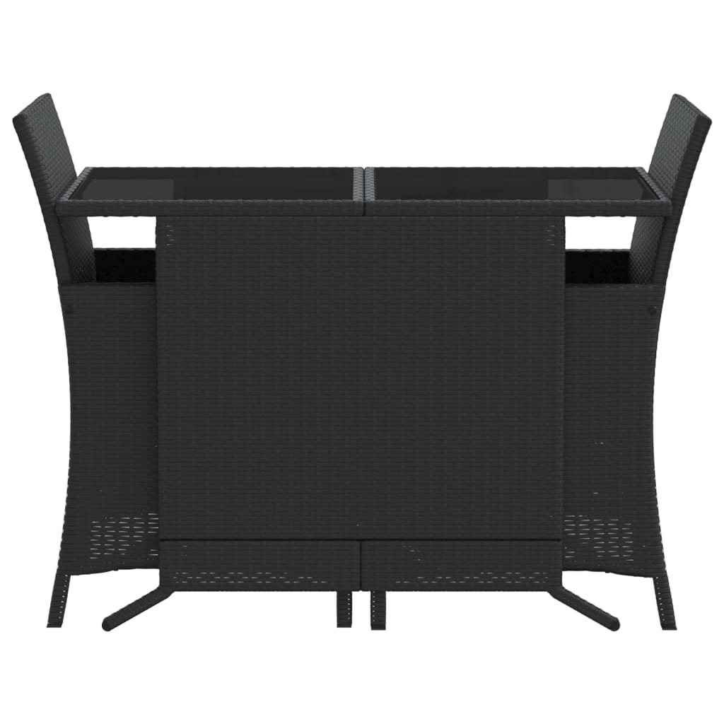 vidaXL 3-tlg. Bistro-Set mit Kissen Schwarz Poly Rattan